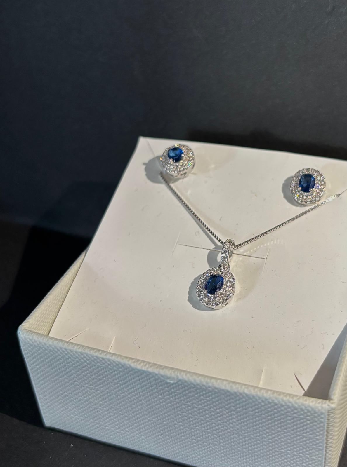 Parure in argento 925 con zirconi blu