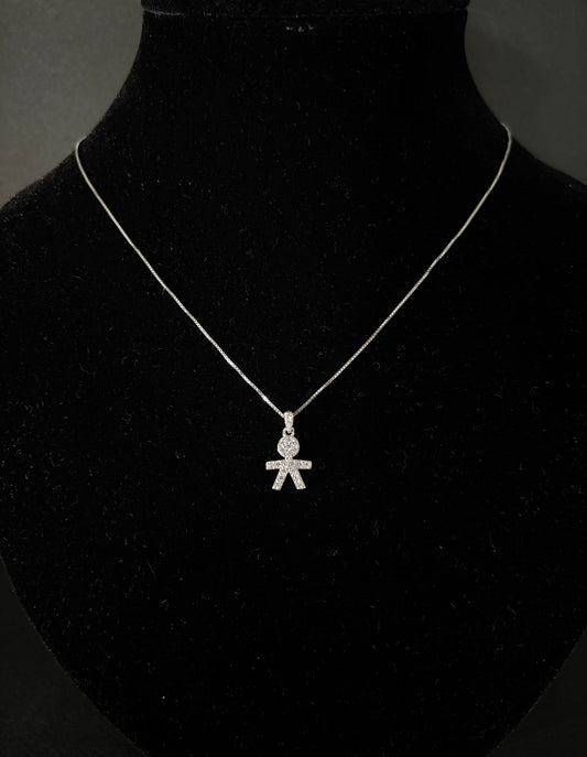 Collana Morfea con ciondolo a forma di bimbo e zirconi bianchi