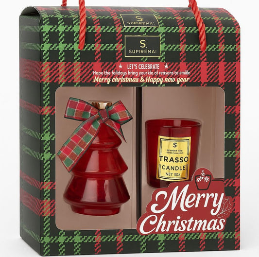 Set Natalizio con candela e profumatore al Limone