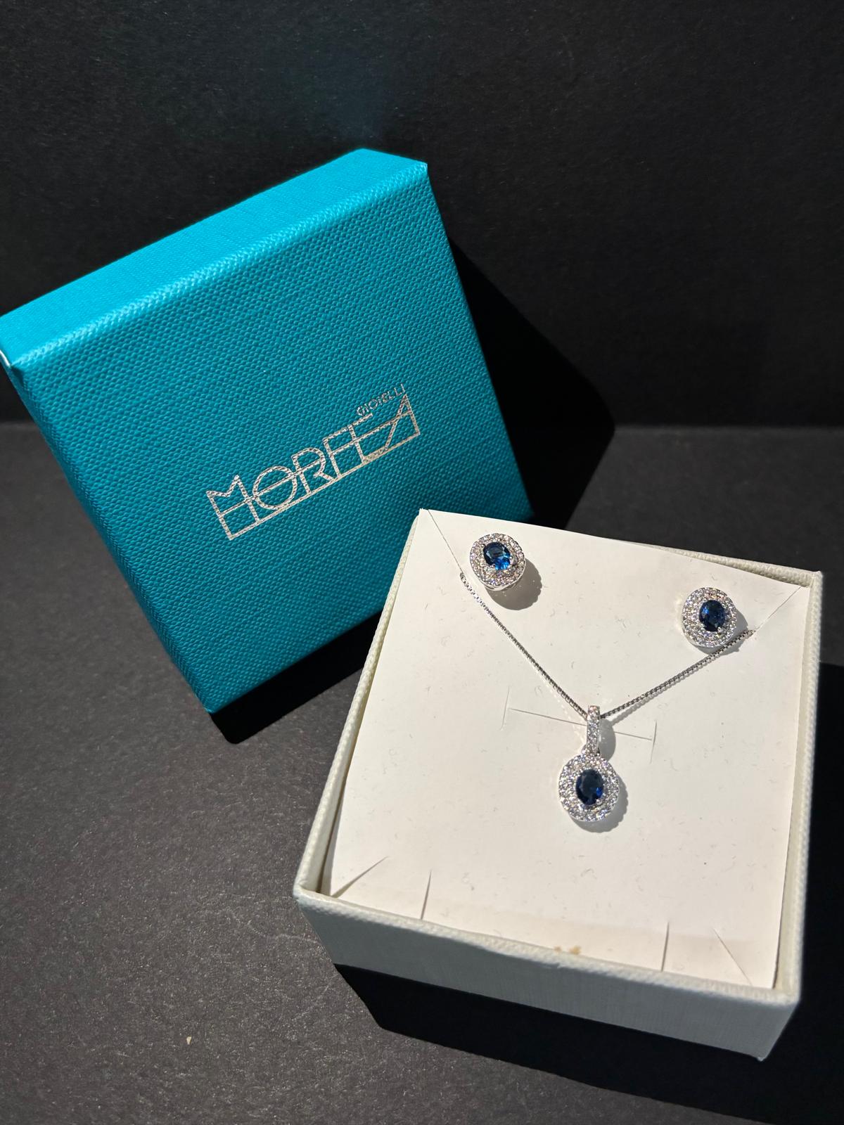 Parure in argento 925 con zirconi blu