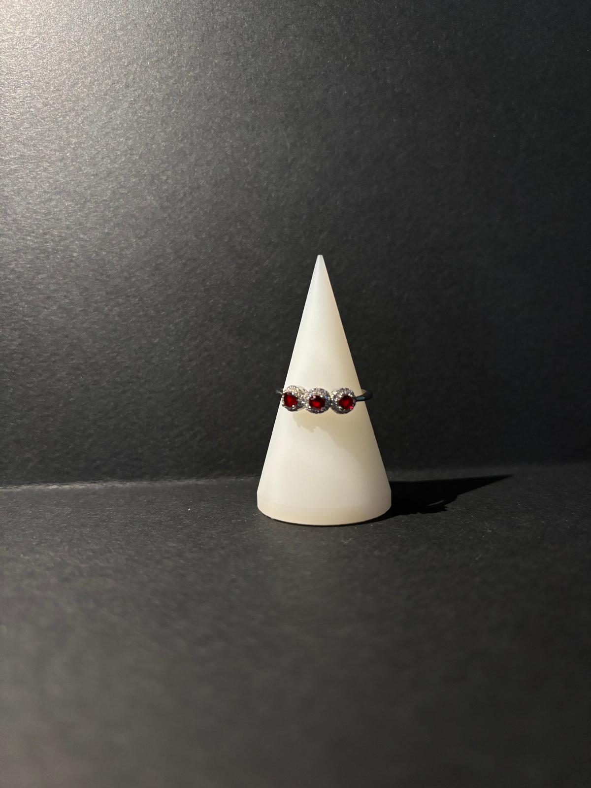 Anello donna in Argento 925 con zirconi rossi e bianchi