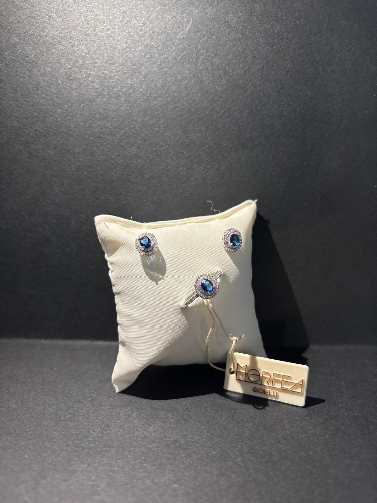 Parure in argento 925 con zirconi blu