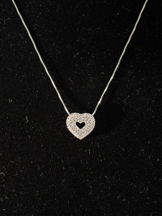 Collana Morfea con cuore e Zirconi bianchi