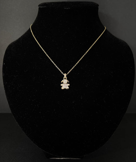 Collana Morfea con ciondolo bambina e zirconi bianchi