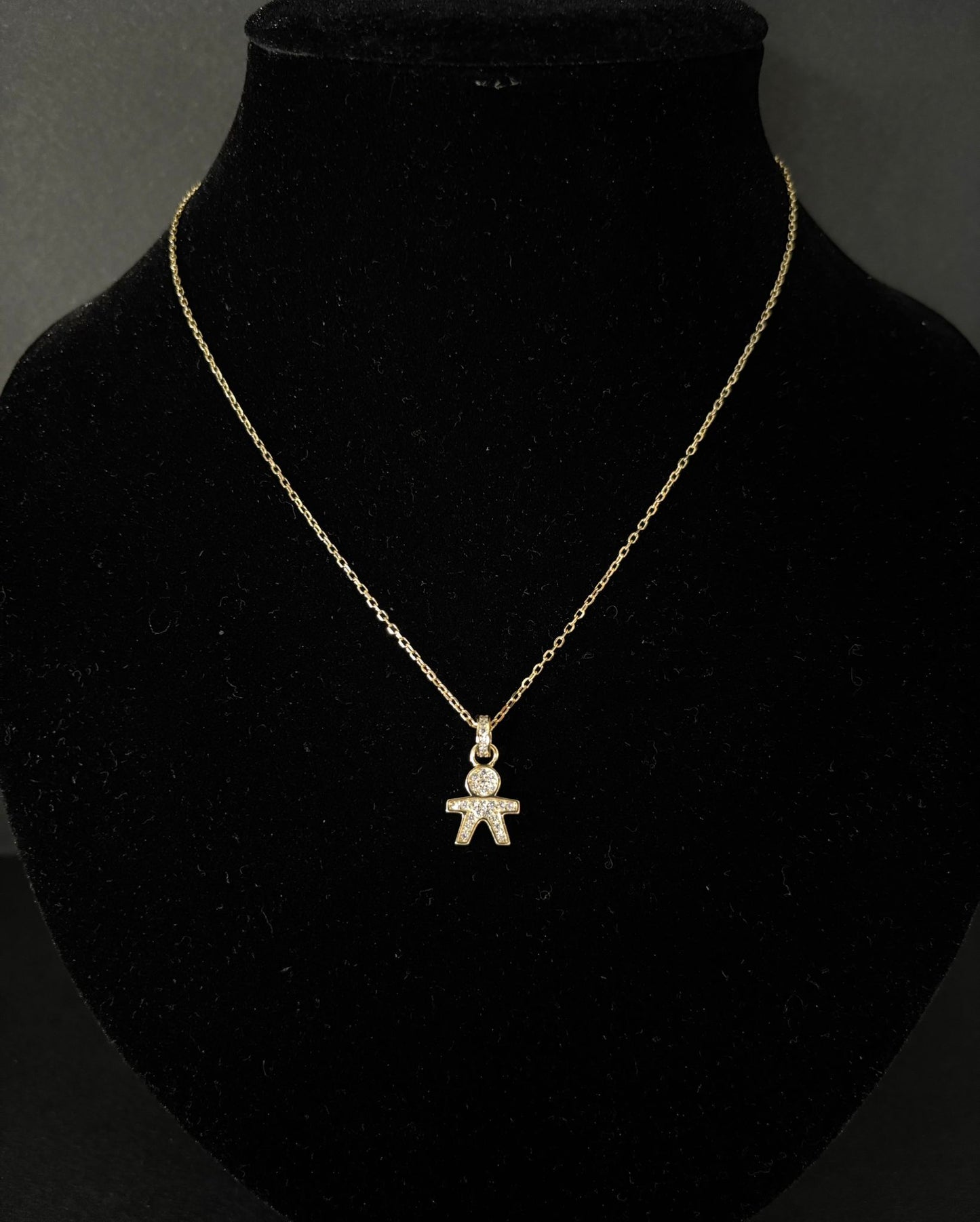 Collana Morfea con ciondolo bambino e zirconi bianchi placcato oro