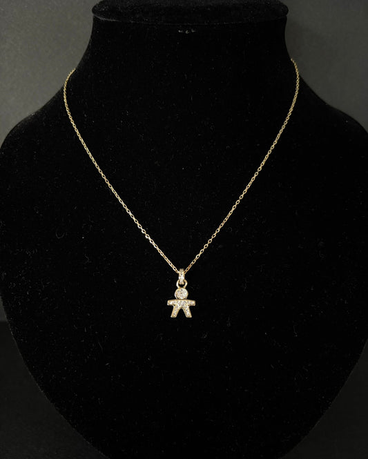 Collana Morfea con ciondolo bambino e zirconi bianchi placcato oro