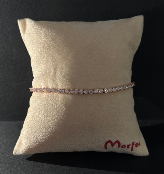 Bracciale Morfea tennis rosa gold con zirconi bianchi