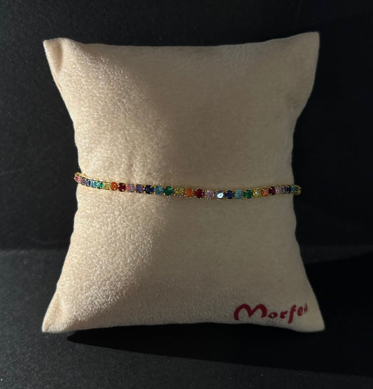 Bracciale Morfea tennis color oro con zirconi colorati
