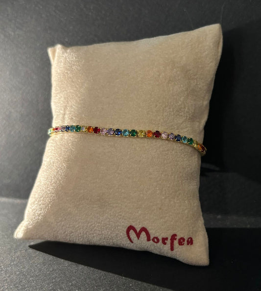 Bracciale Morfea tennis color oro con zirconi colorati