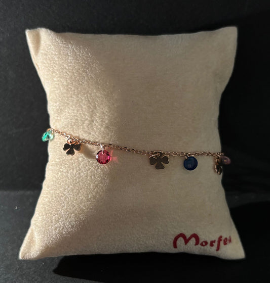 Bracciale Morfea con quadrifoglio e pietre colorate