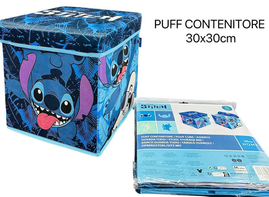 Pouf contenitore disney stitch azzurro