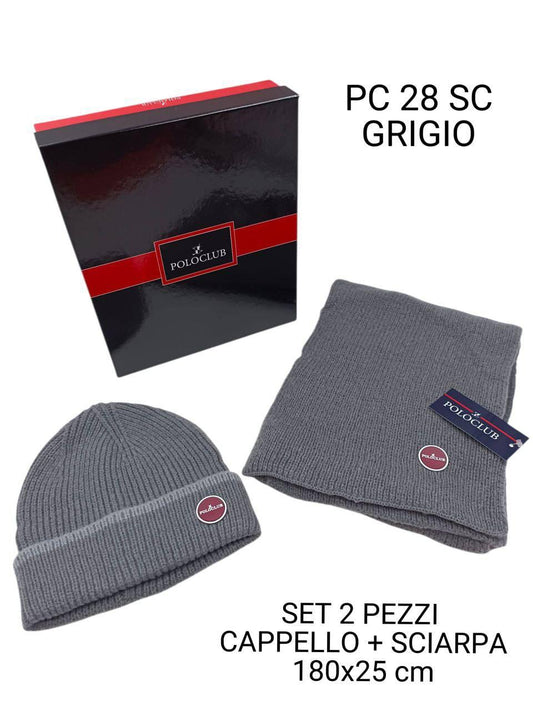 Set cappello e sciarpa polo club colore grigio