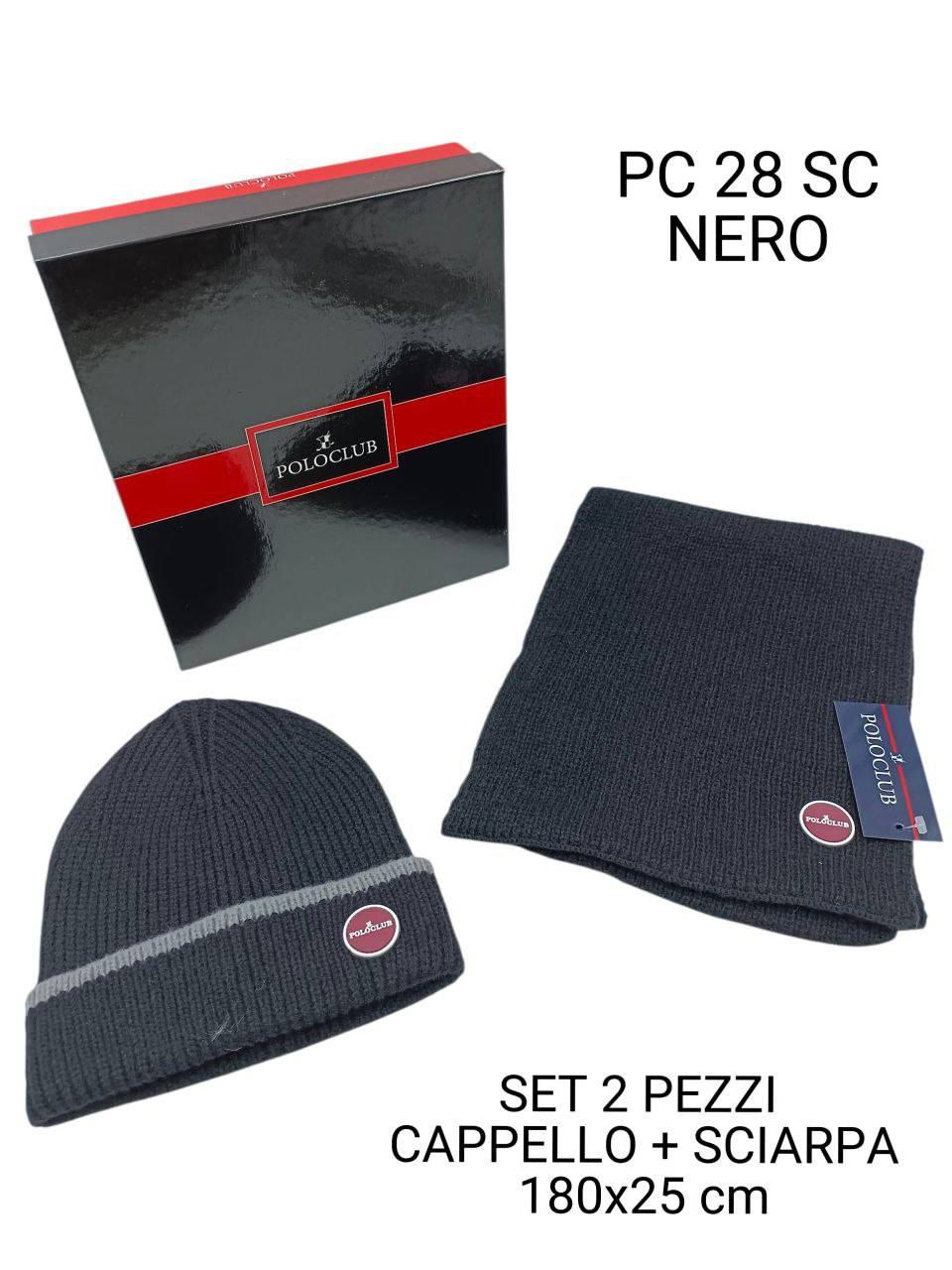 Set cappello e sciarpa polo club colore nero